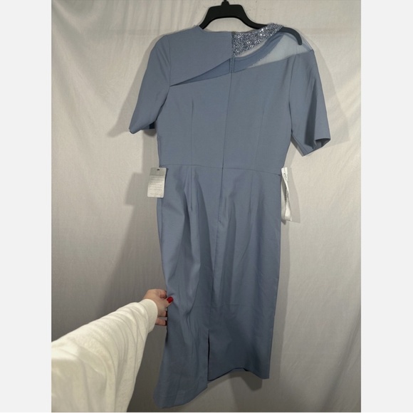 NEW $248 JS Collections [ 8 ] Sequin Hayden Knee Length Dress Denim‎ Blue - Picture 6 of 13